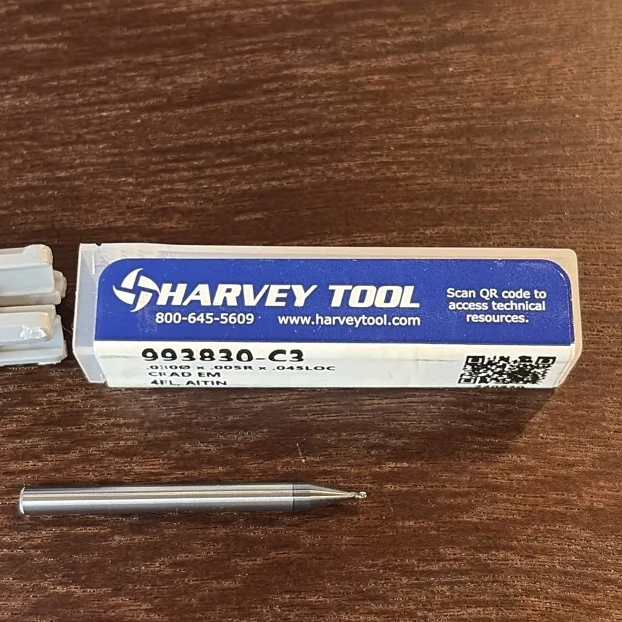 Режущий инструмент Harvey Tool 993830-C3 Carbide Corner Radius End Mill 0.030" D — фото лота 2