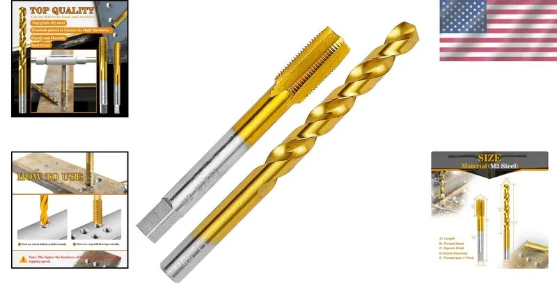 Режущий инструмент M12x1.0 Tap and 11.0mm Drill Bit Kit, M2 HSS Metric Drill and
