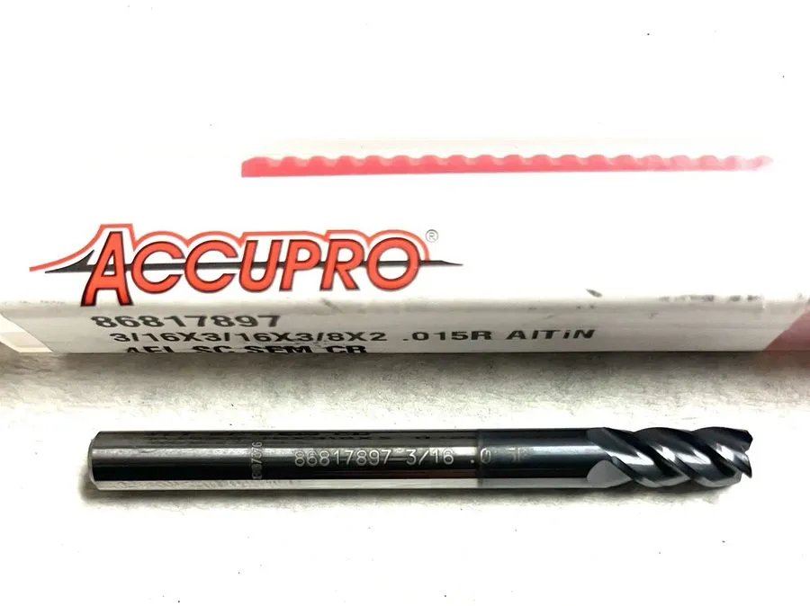 Режущий инструмент Accupro 3/16" 4FL Corner Radius Carbide End Mill .015R AlTiN 