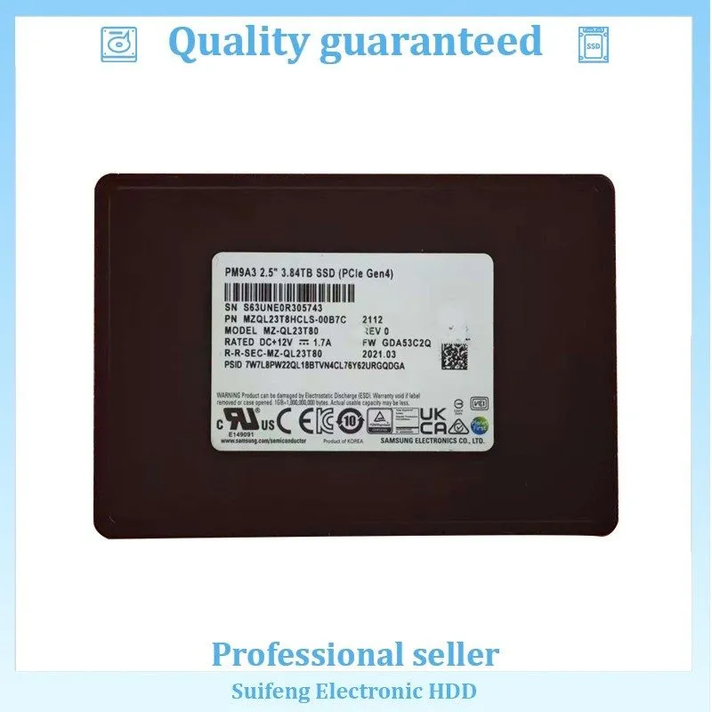 SSD-накопитель Samsung PM9A3 3.84T U.2 NVMe PCIE 4.0 Gen4 MZQL23T8HCLS-00B7C 00A
