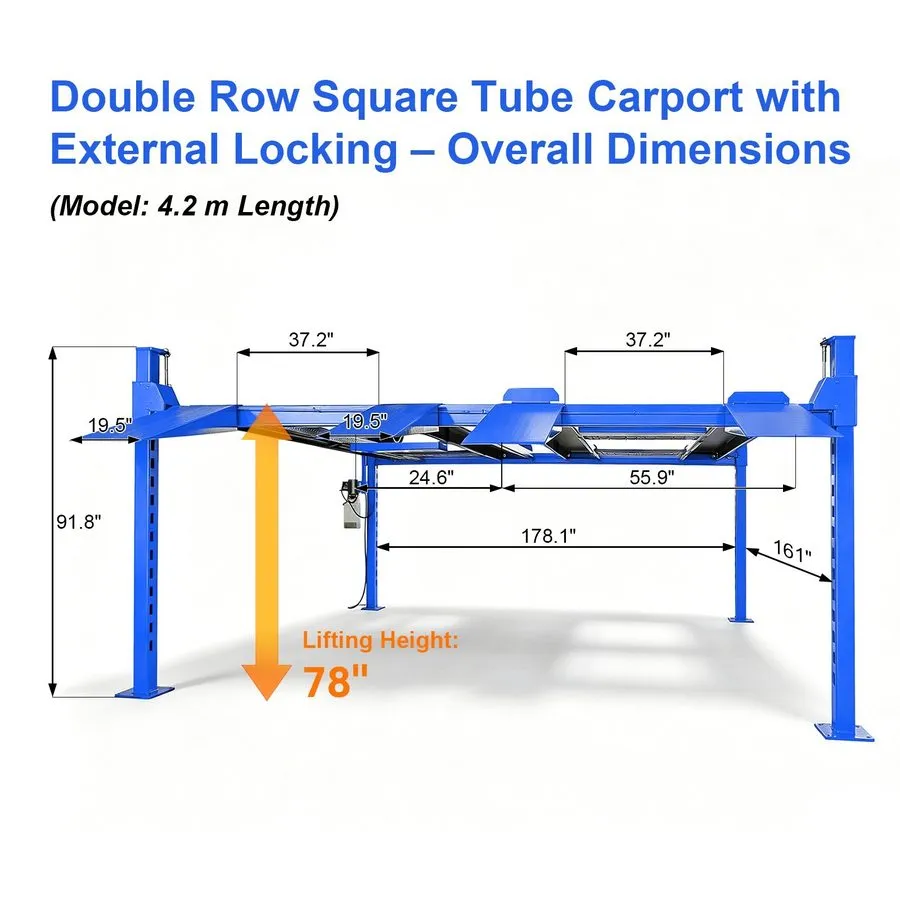 Автоподъёмник 9000lb Double Sided 4 Post Car Lift Standard 78" Increased Height