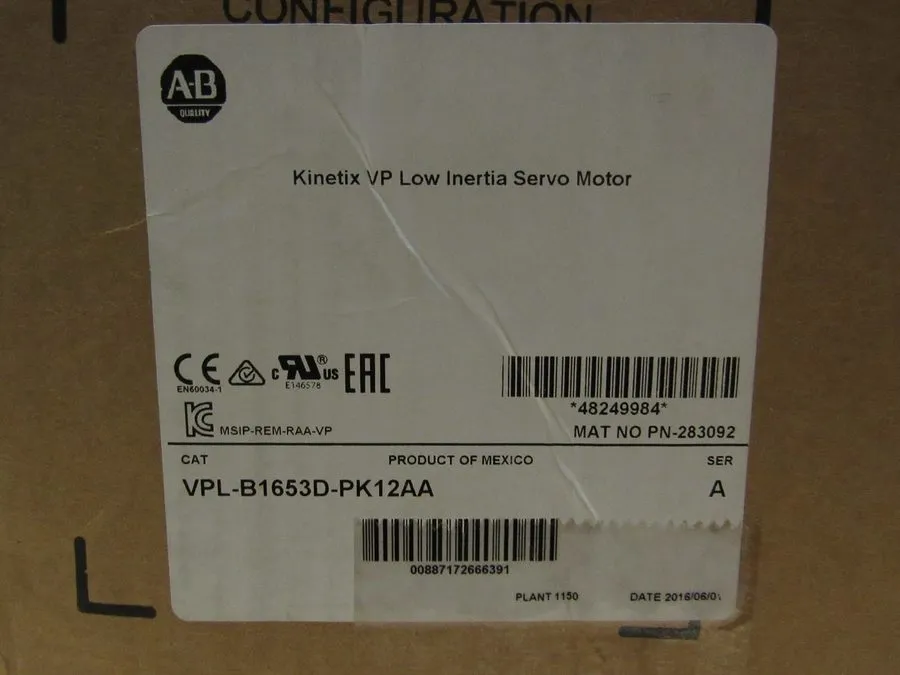 Серводвигатель Allen-Bradley VPL-B1653D-PK12AA Kinetix VP Low Inertia Servo Moto