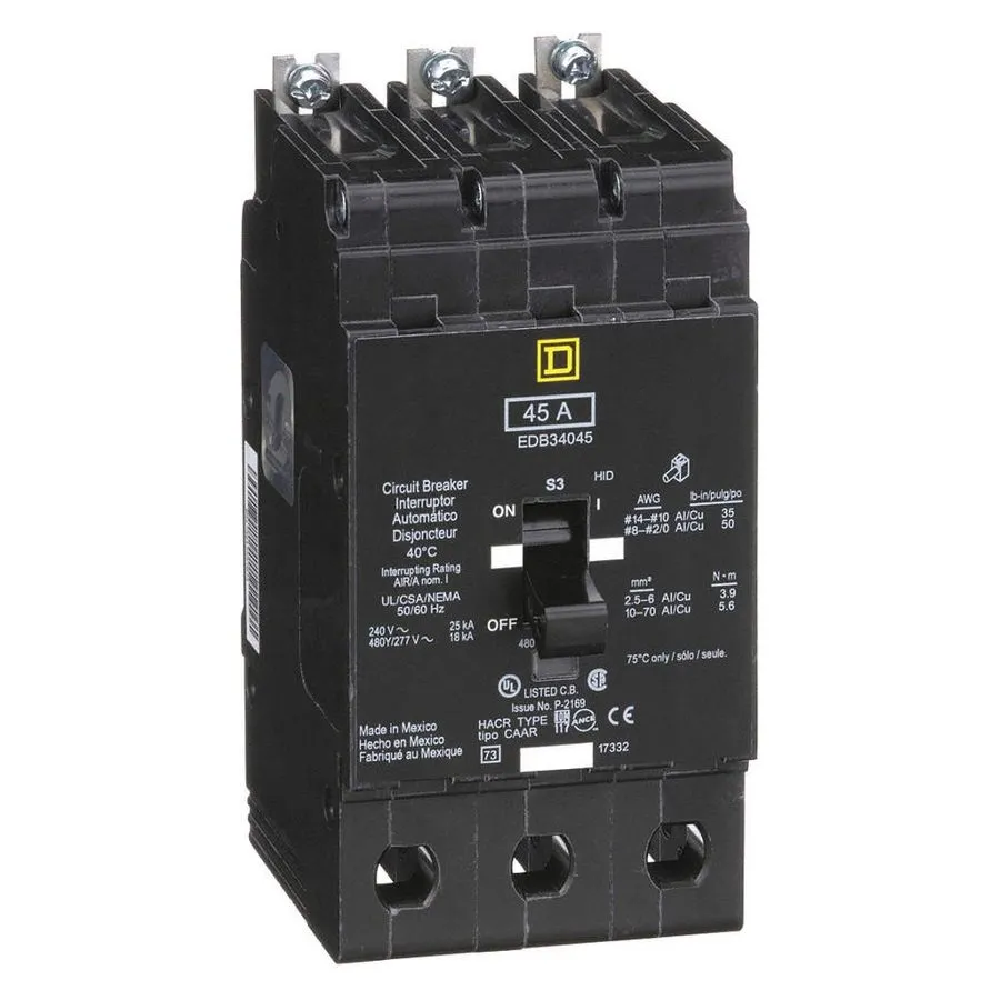 Автоматический выключатель SQUARE D EDB34045 EDB 3 POLE 45 AMP 480v CIRCUIT BREA