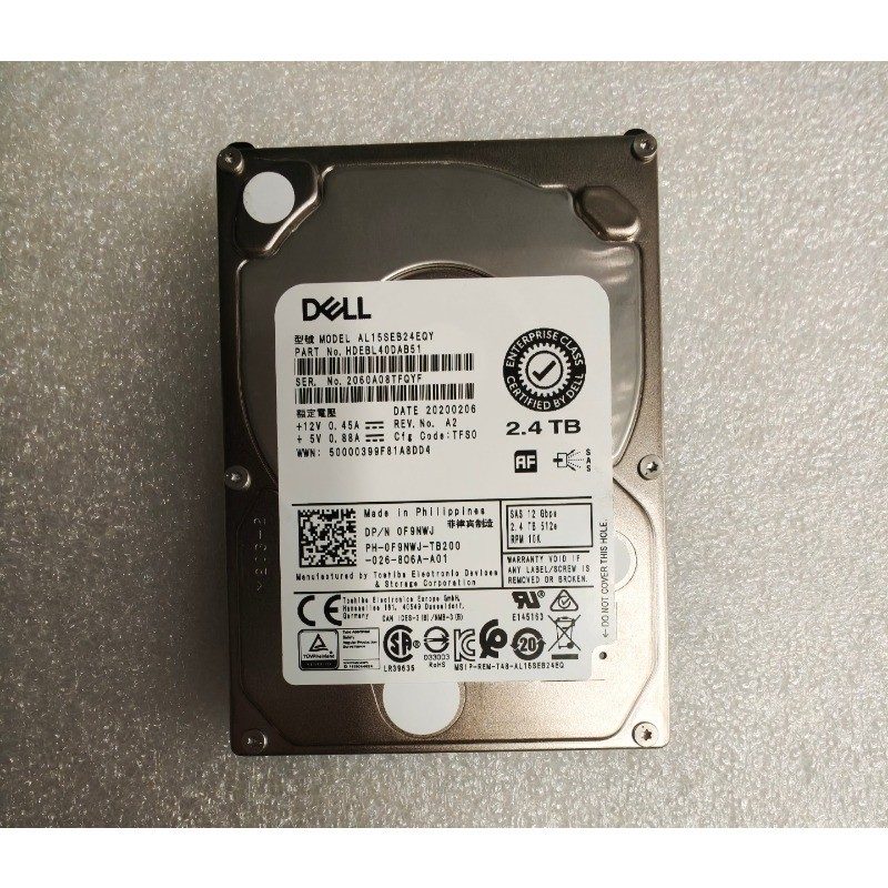 Сервер Dell 0F9NWJ 2.4TB 10K SAS 12G AL15SEB24EQY PowerEdge R640 R740 Server HDD