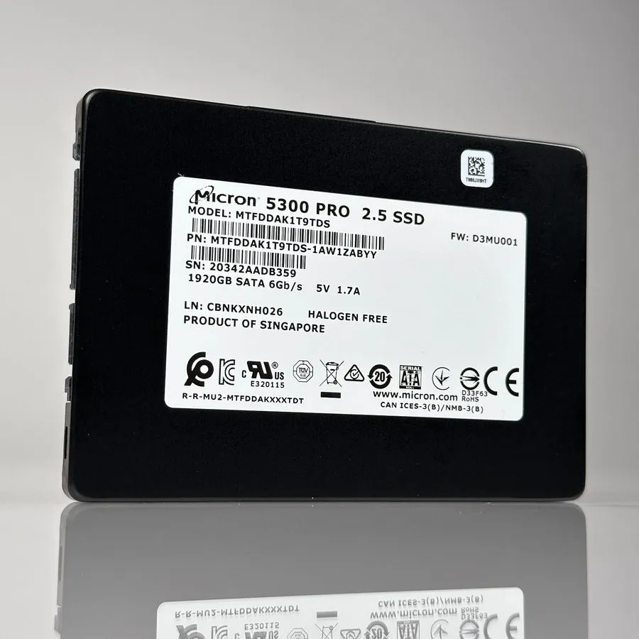 SSD-накопитель Micron 5300 PRO 1.92TB 2.5" SATA SSD MTFDDAK1T9TDS with low life 