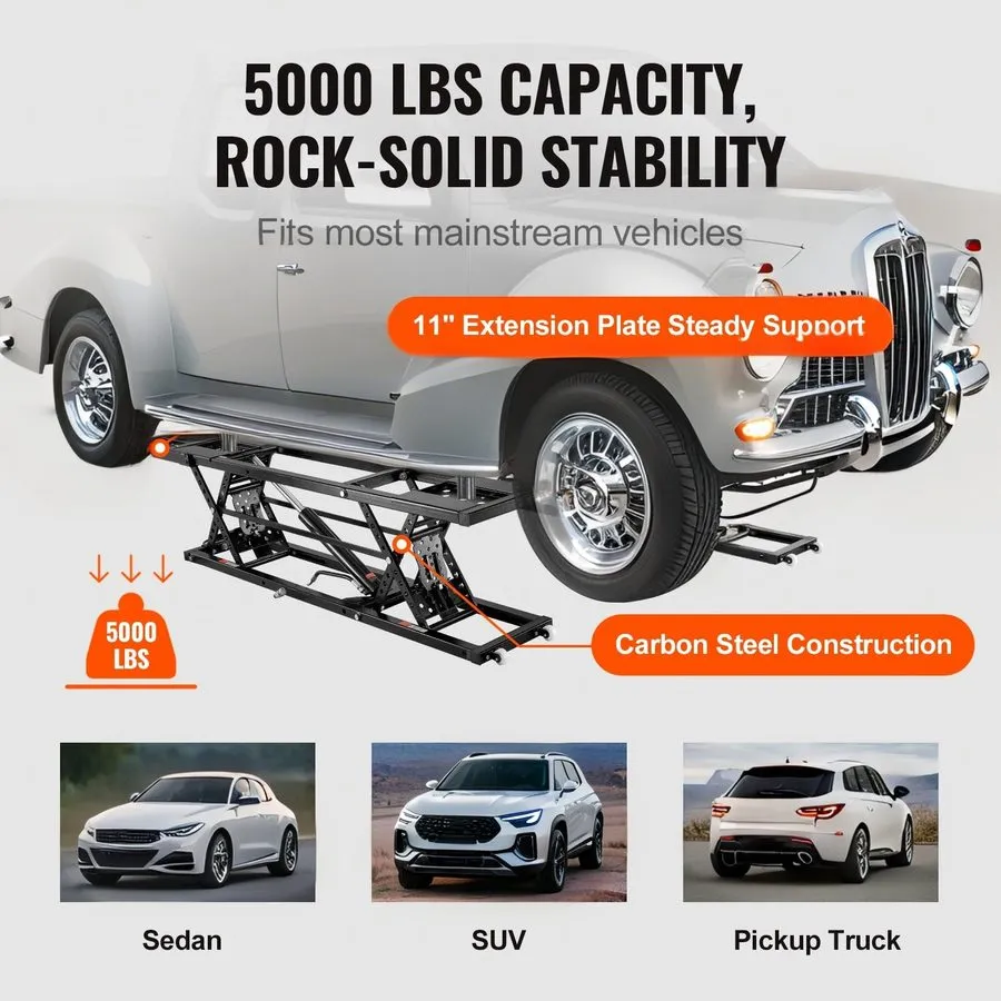 Автоподъёмник 5000lb Portable Car Lift, 9.06"-25.6" Range, Q235B Steel, Extended