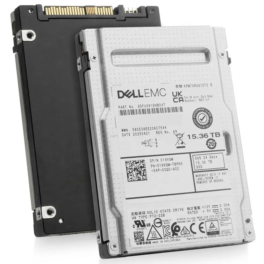 SSD-накопитель Dell/Kioxia 15.36TB SAS-4 24Gb/s 3D TLC 1 DWPD 2.5" Enterprise SS