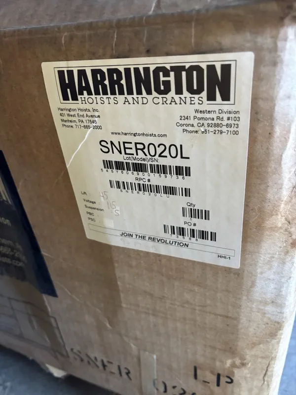 Таль 2 TON Harrington Chain Hoist SNER020L Single Phase Hoist and SMR020L trolle — фото лота 2