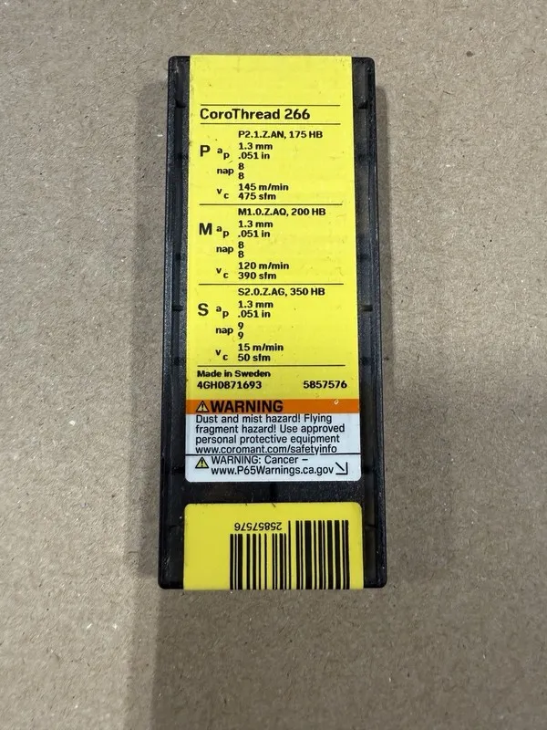 Режущий инструмент Sandvik Coromant 10pk 3/8” 12tpi Laydown Threading Insert 266 — фото лота 2