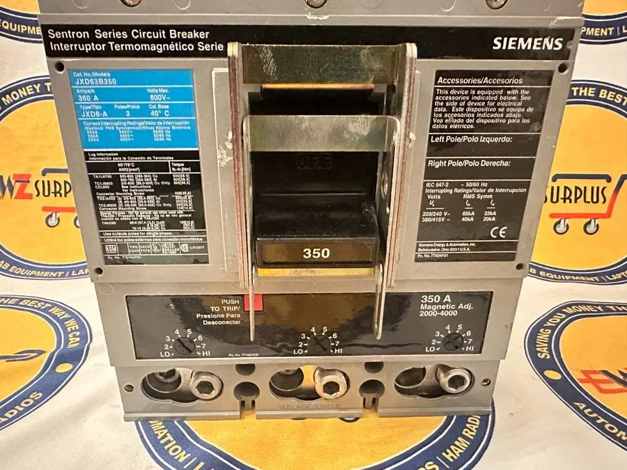 Автоматический выключатель Siemens JXD63B350 Sentron Series Circuit Breaker 350A