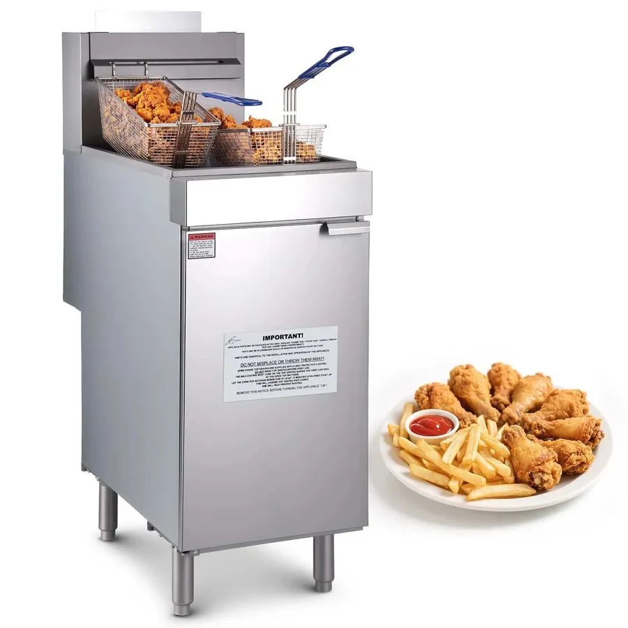 Фритюрница Commercial Deep Fryer Free Standing Natural Gas Fryer 3-Burner Dual B