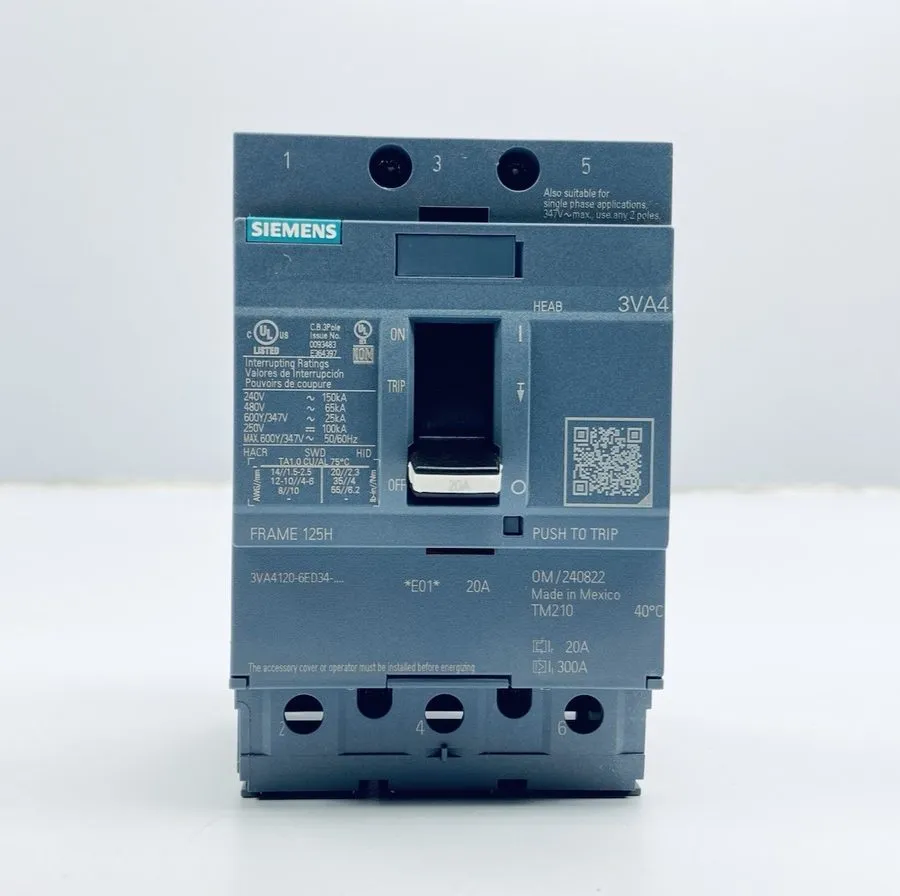 Автоматический выключатель SIEMENS 3VA4120-6ED34-0AA0 Molded Case Circuit Breake