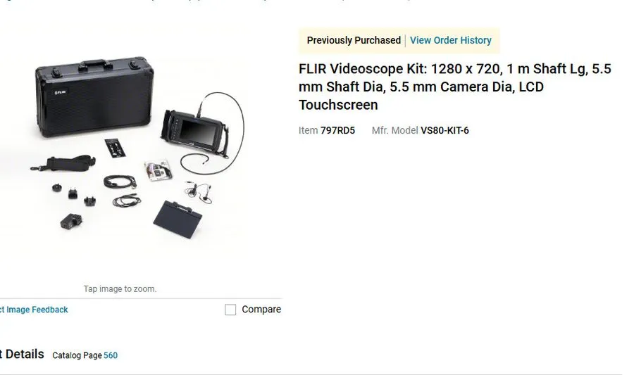 Видеоэндоскоп FLIR VS80-KIT-6 Videoscope Kit,7" Monitor,5.5 mm Camera 797RD5