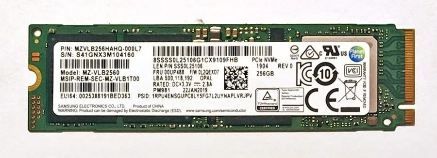 SSD-накопитель 512GB NVMe PCIe M.2 2280 SSD Samsung PM981 94% 97% Health