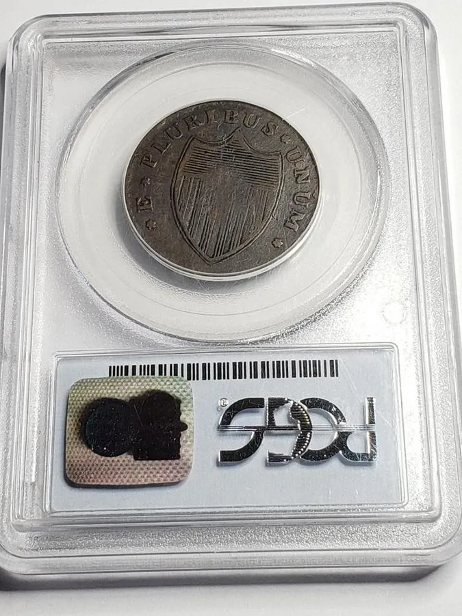 Лабораторный прибор PCGS VF25 CAC M.16-L Protruding Tongue 1786 Jersey Colonial  — фото лота 1