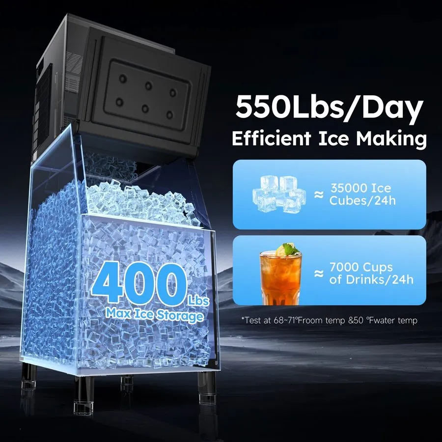 Льдогенератор Ginkman Commercial 110V 1200W Freestanding Ice Maker 550LBS/24H wi