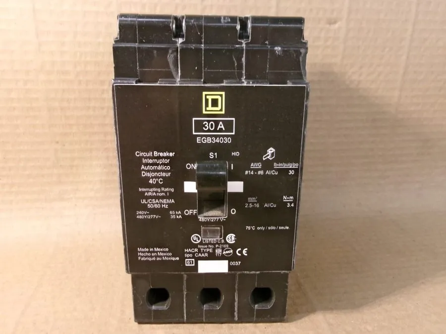 Автоматический выключатель Square D EGB34030 30 amp 35kA@480v Bolt on EGB Circui