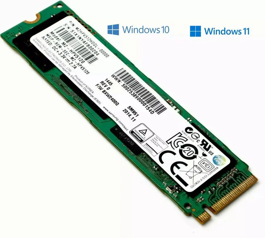 SSD-накопитель M.2 NVMe SSD Single Notch 128GB 256GB 512GB with Windows 10/Windo — фото лота 1
