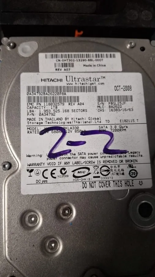 Жёсткий диск H3U10003272S Hitachi UltraStar 1TB 7.2K 3.5" LFF SATA Hard Drive 0A — фото лота 1
