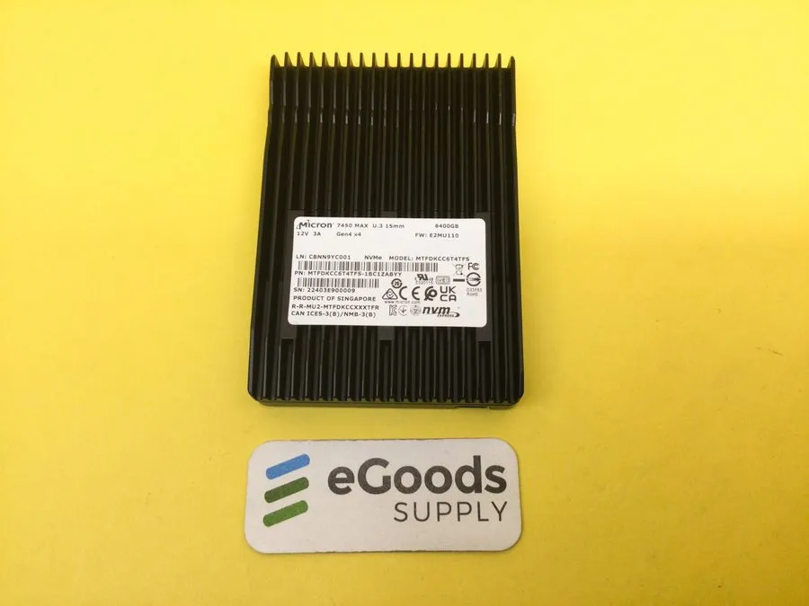 SSD-накопитель Micron 7450 MAX 6.4TB PCIe Gen4x4 NVME U.3 2.5in SSD MTFDKCC6T4TF — фото лота 1