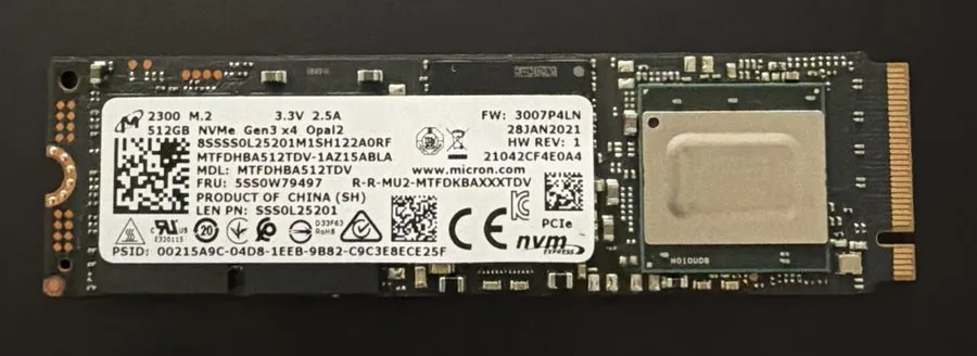 SSD-накопитель Micron 2300 512GB M.2 2280 NVMe PCIe Gen3 x4 SSD MTFDHBA512TDV