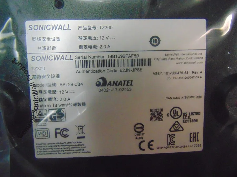 Межсетевой экран Dell SonicWall TZ300 5 Port Network Security Firewall Appliance