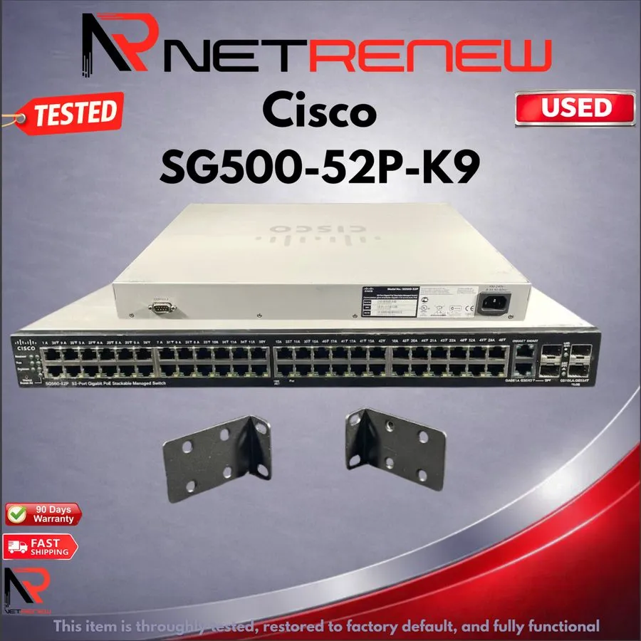 Коммутатор CISCO SG500-52P-K9 V04 52-Port Gigabit PoE Stackable Manage Switch