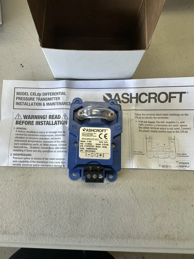 Датчик давления ASHCROFT CX4MB242P25IW Differential Pressure Transmitter — фото лота 2