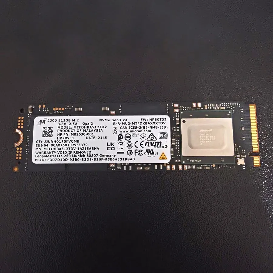 SSD-накопитель Micron 2300 512GB M.2 2280 NVMe PCIe Gen3 x4 SSD MTFDHBA512TDV