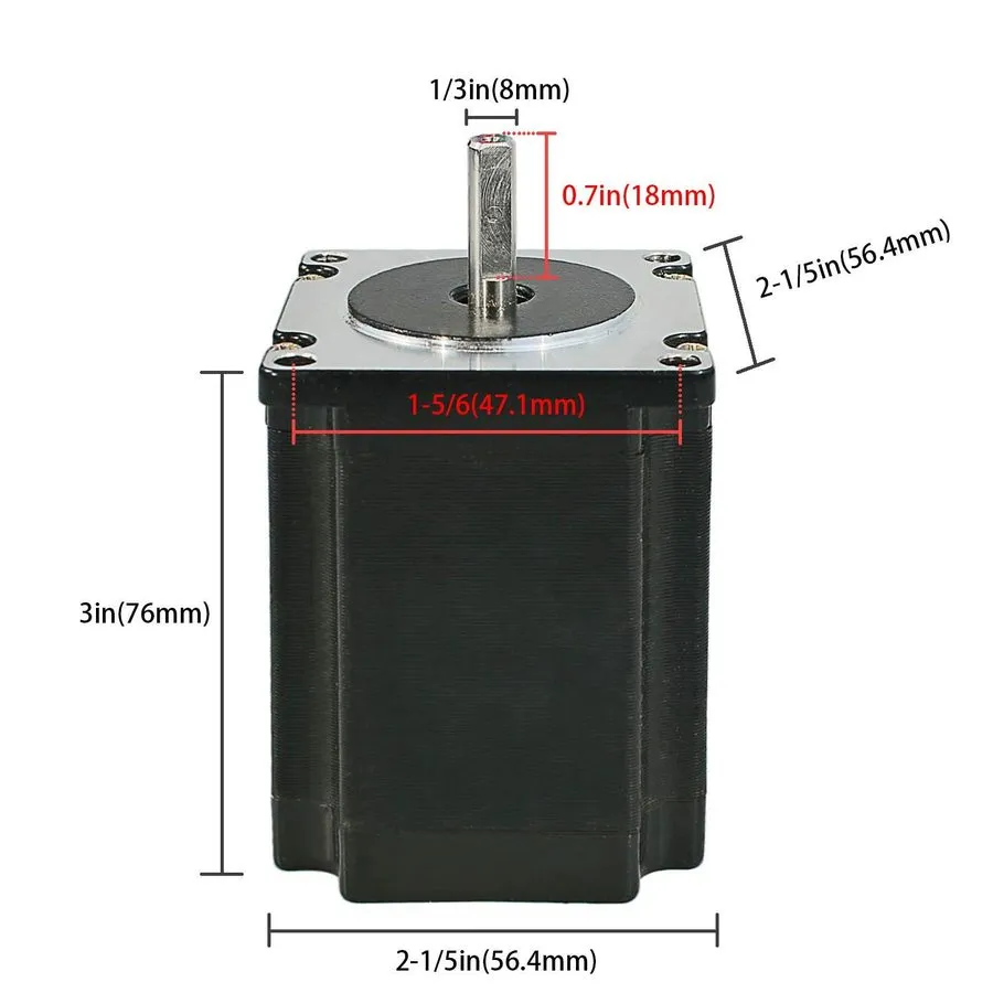 Электродвигатель Nema 23 Stepper Motor 2.8A 1.9Nm (269oz.in) 76mm Length with 8m