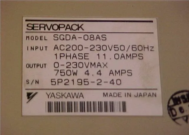Сервопривод Yaskawa Servopack SGDA-08AS Servo Drive 750W 230VAC