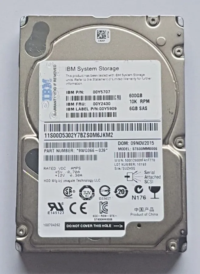 Жёсткий диск IBM 00Y2430 00Y5707 00Y2503 00MJ145 600GB 10K 2.5" SAS V3700 Hard D