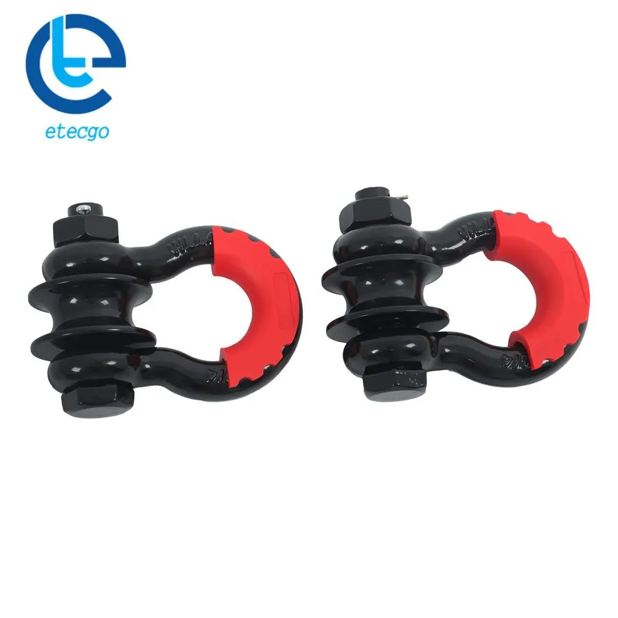 Такелажная скоба Pair Of Red 3/4" D Shackle Snatch Blocks With Pulley 22000LB Br — фото лота 1