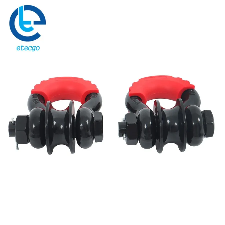 Такелажная скоба Pair Of Red 3/4" D Shackle Snatch Blocks With Pulley 22000LB Br — фото лота 2