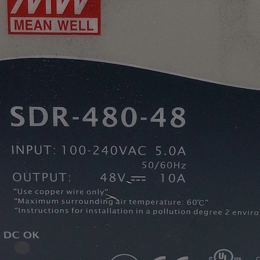 Блок питания Mean Well SDR-480-48 DIN Rail Power Supply 48V 10A 480W High Effici