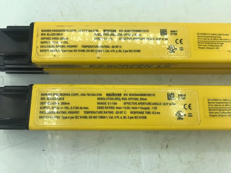 Световая завеса Banner EZ-SCREEN LS SLLR23-280-S & SLLE23-280-S Safety Light Cur — фото лота 2