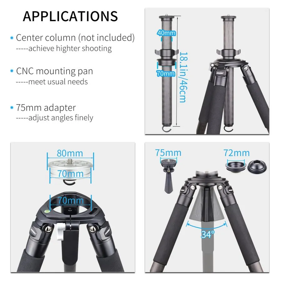 Оборудование видеонаблюдения Carbon Fiber Tripod-LT364C Professional Heavy Duty — фото лота 2