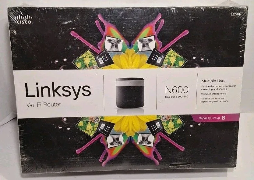 Маршрутизатор Linksys N600 Dual-Band 300+300 Mbps 4-Port Wireless N Router (E250