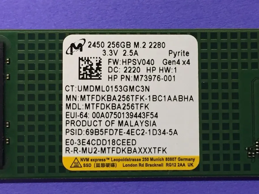 SSD-накопитель Micron 256GB NVMe PCIe SSD MTFDKBA256TFK-1BC1AABHA