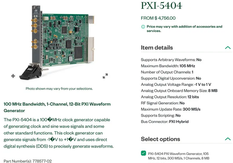 Тестер NATIONAL INSTRUMENTS NI PXI-5404 100 MHz Frequency Source