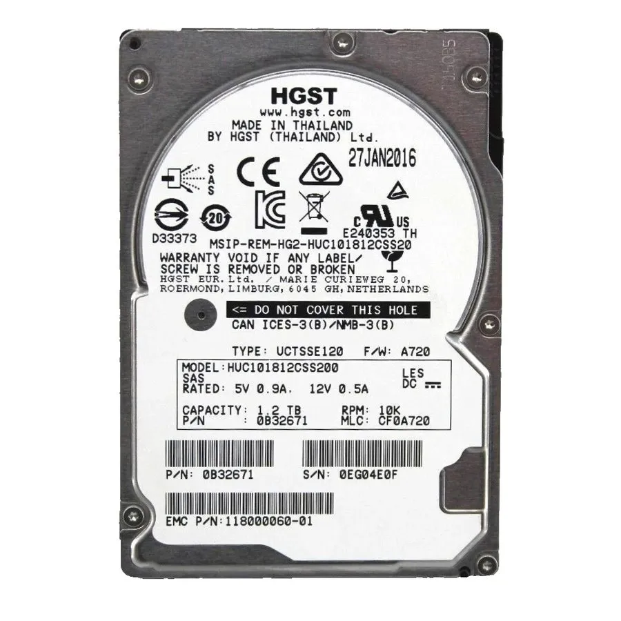 Сервер HUC101812CSS200 0B32671 HGST 1.2TB 10K 12Gb/s SAS 2.5" Server Hard Drive