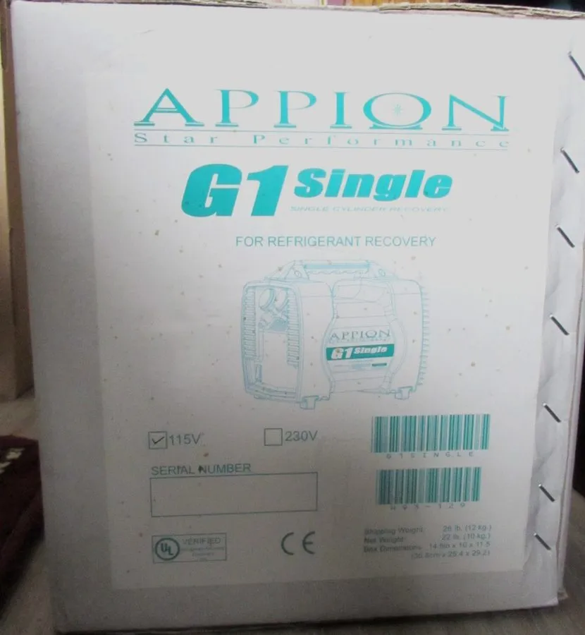 Станция обслуживания кондиционеров Appion G1SINGLE 115 Vac Refrigerant Recovery