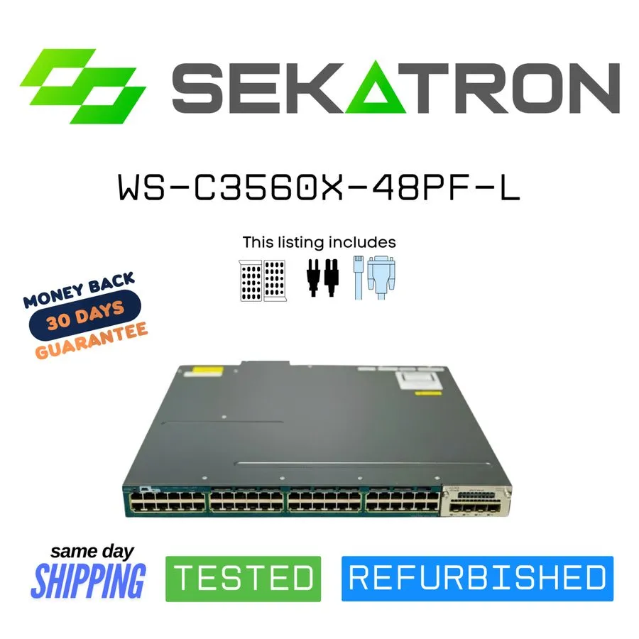 Коммутатор Cisco WS-C3560X-48PF-L Ethernet PoE+ ports w/ 1100W AC P/S