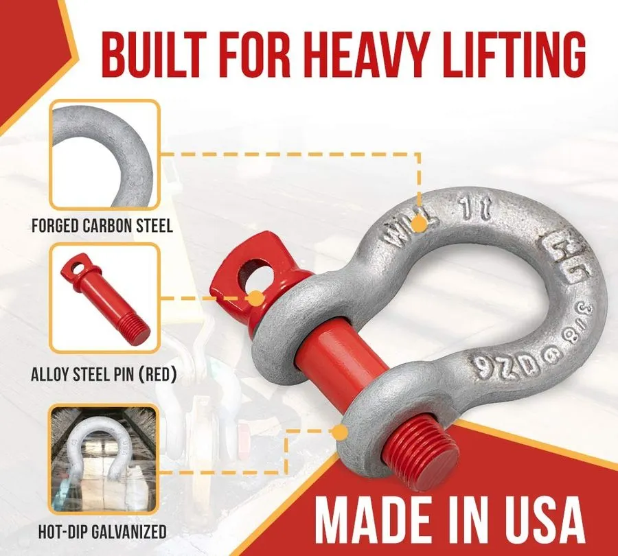 Такелажная скоба CROSBY 3/8” Anchor Galvanized Carbon Shackle with Screw Pin G-2 — фото лота 1