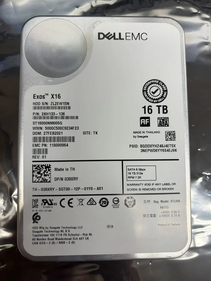 Жёсткий диск FOUR x Dell Exos X16 ST16000NM005G 16TB 3.5'' 512e SATA 7.2K 6Gbps — фото лота 1