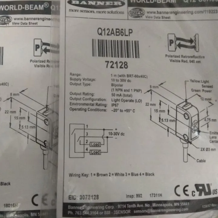 Фотоэлектрический датчик BANNER Q12AB6LP Photoelectric switch sensor