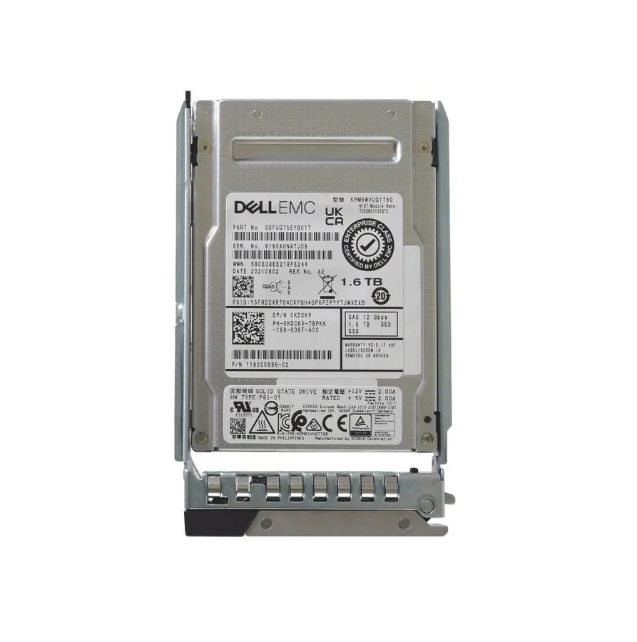 SSD-накопитель Dell Kioxia 2.5" 1.6TB 12GBPS SED SAS SSD Drive KDCKV KPM6WVUG1T6 — фото лота 1
