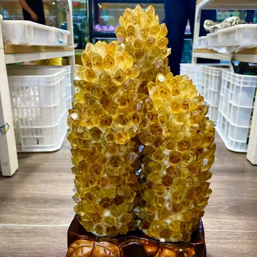 Лабораторный прибор 38.5LB TOP yellow Phantom Cluster Mineral Specimen Home Deco