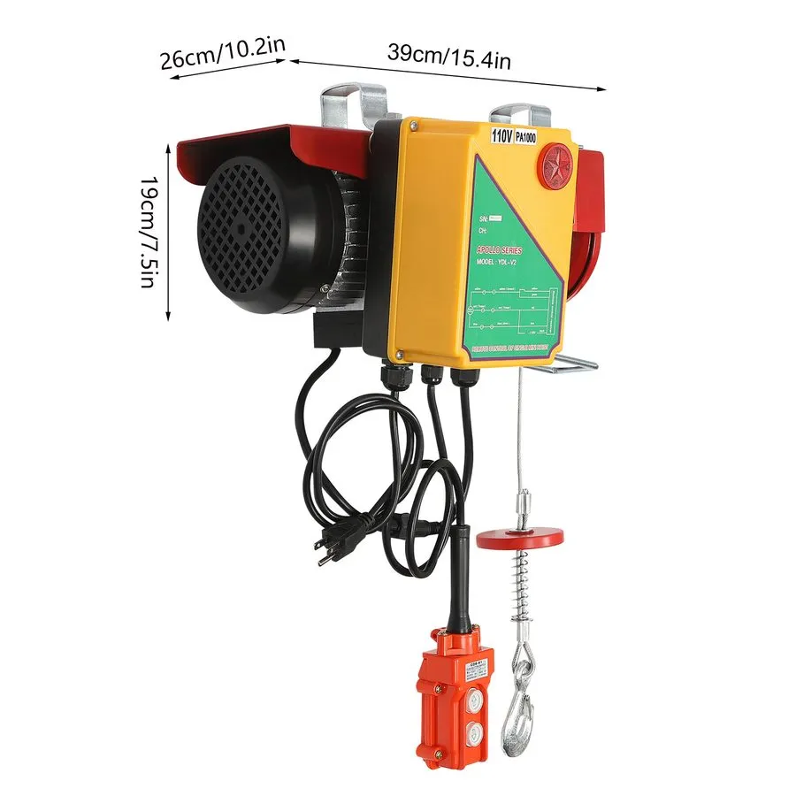 Таль 2200lb 1600W 110V Electric Hoist, 40ft Lift, Pure Copper Motor, 14ft Remote — фото лота 2