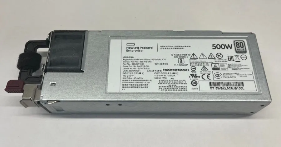 Блок питания HPE 865408-B21 500W Flex Slot Platium Hot Plug Low Halogen Power Su